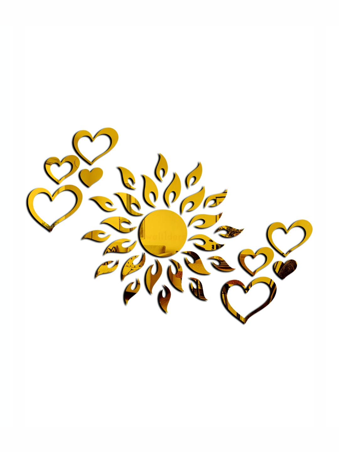 Wall1ders 33 Pieces Sun With Heart Shape Mirror Wall Stickers