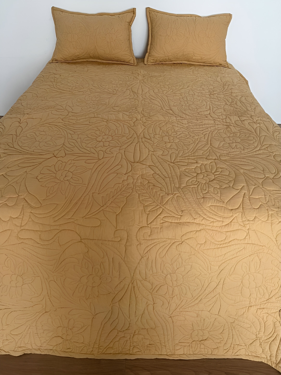 BELLEVEN Beige Self Designed Cotton Fine Double King Bedding Set