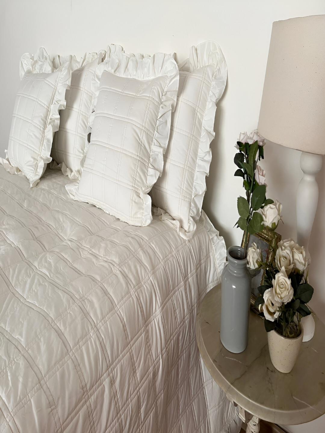 BELLEVEN Off White Cotton Fine Double King Bedding Set