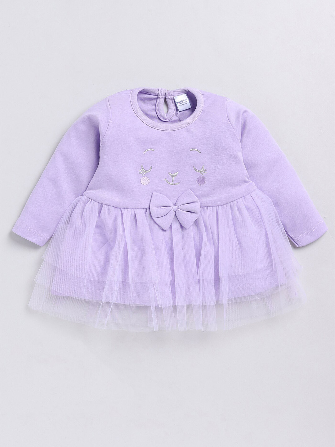 Moms Love Infant Girls Embroidered Bow Pure Cotton A-Line Dress