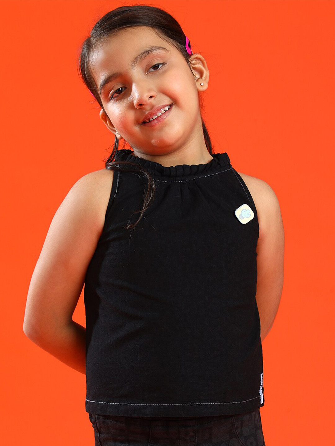 TALES & STORIES Girls High Neck Sleeveless Cotton Top