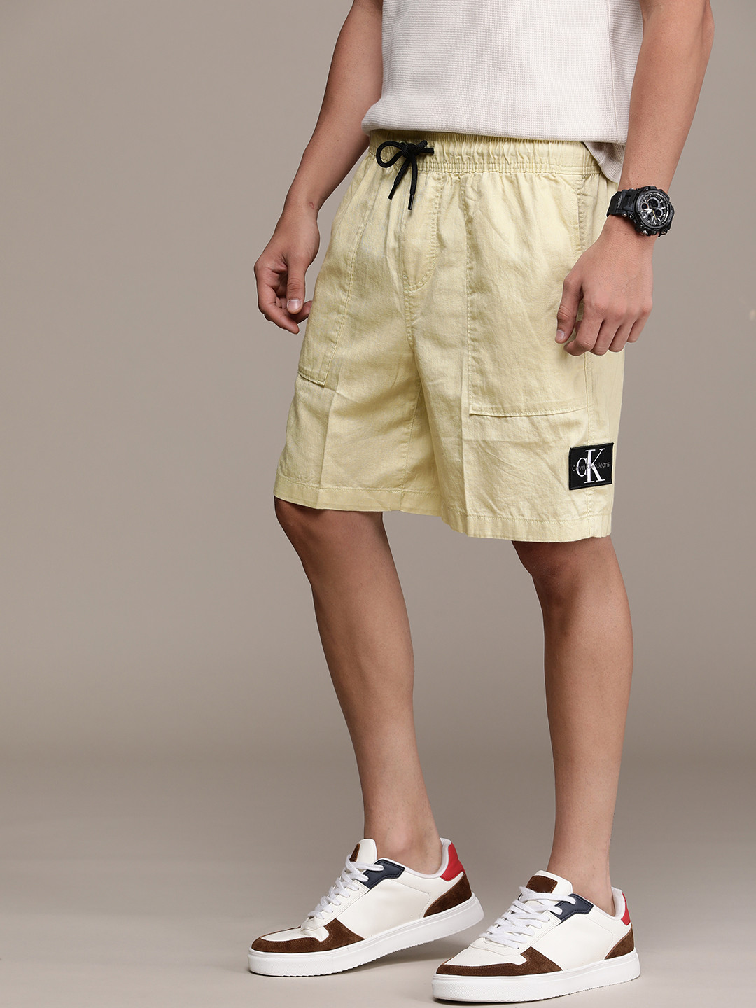 Calvin Klein Jeans Men Cotton Linen Regular Fit Shorts