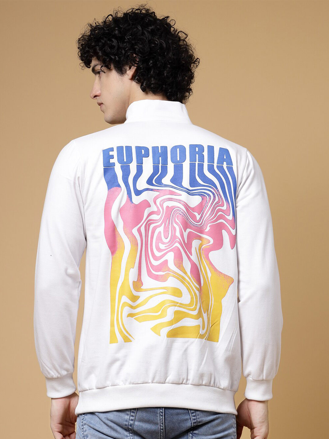 Rigo Men Printed Fleece Oversized Pullover Sweatshirt