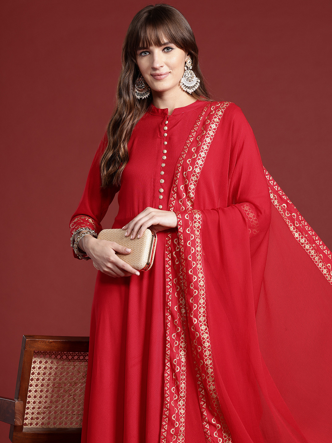 Anouk Women A-Line Kurta with Trousers & Dupatta