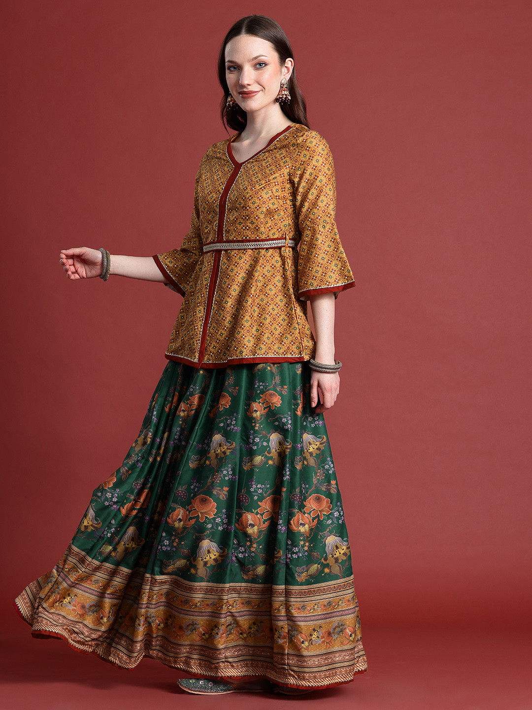 Anouk Ready to Wear Printed Fusion Lehenga Choli