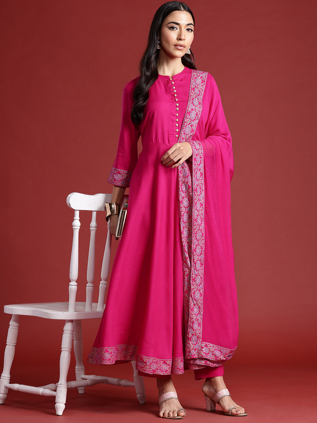 Anouk Women A-Line Kurta with Trousers & Dupatta