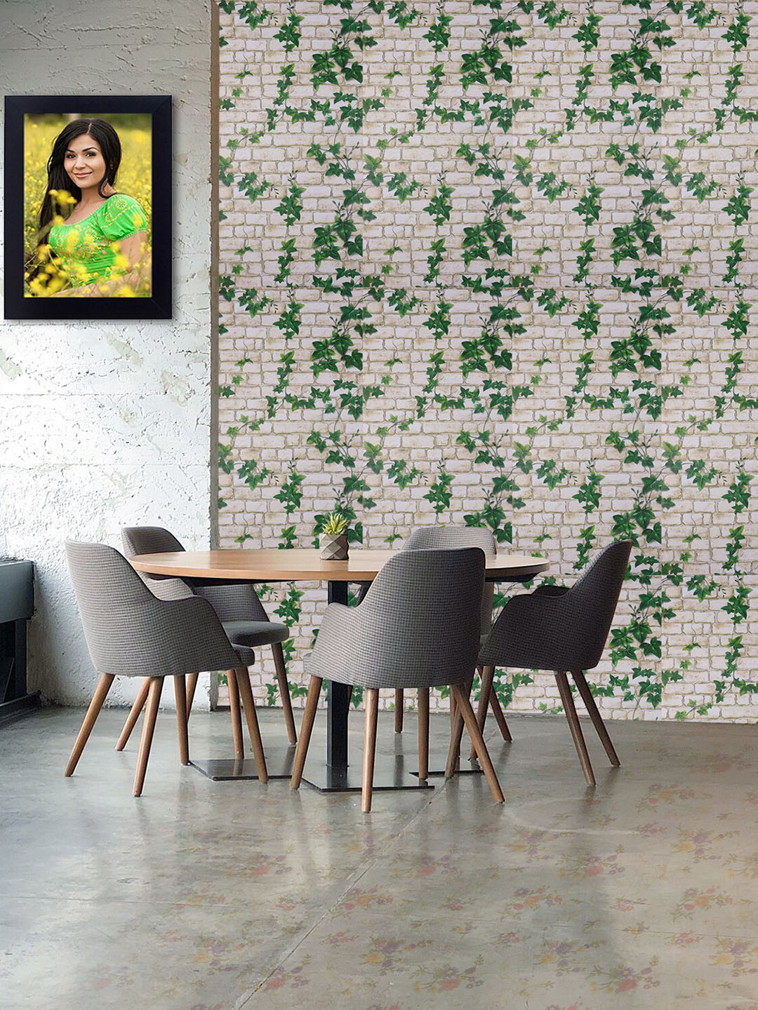 KAAF Green & White Leafy Printed Self Adhesive Wallpaper