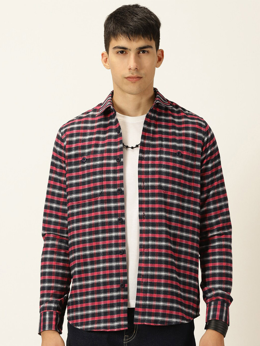 Thomas Scott Smart Slim Fit Flannel Gingham Checks Shirt