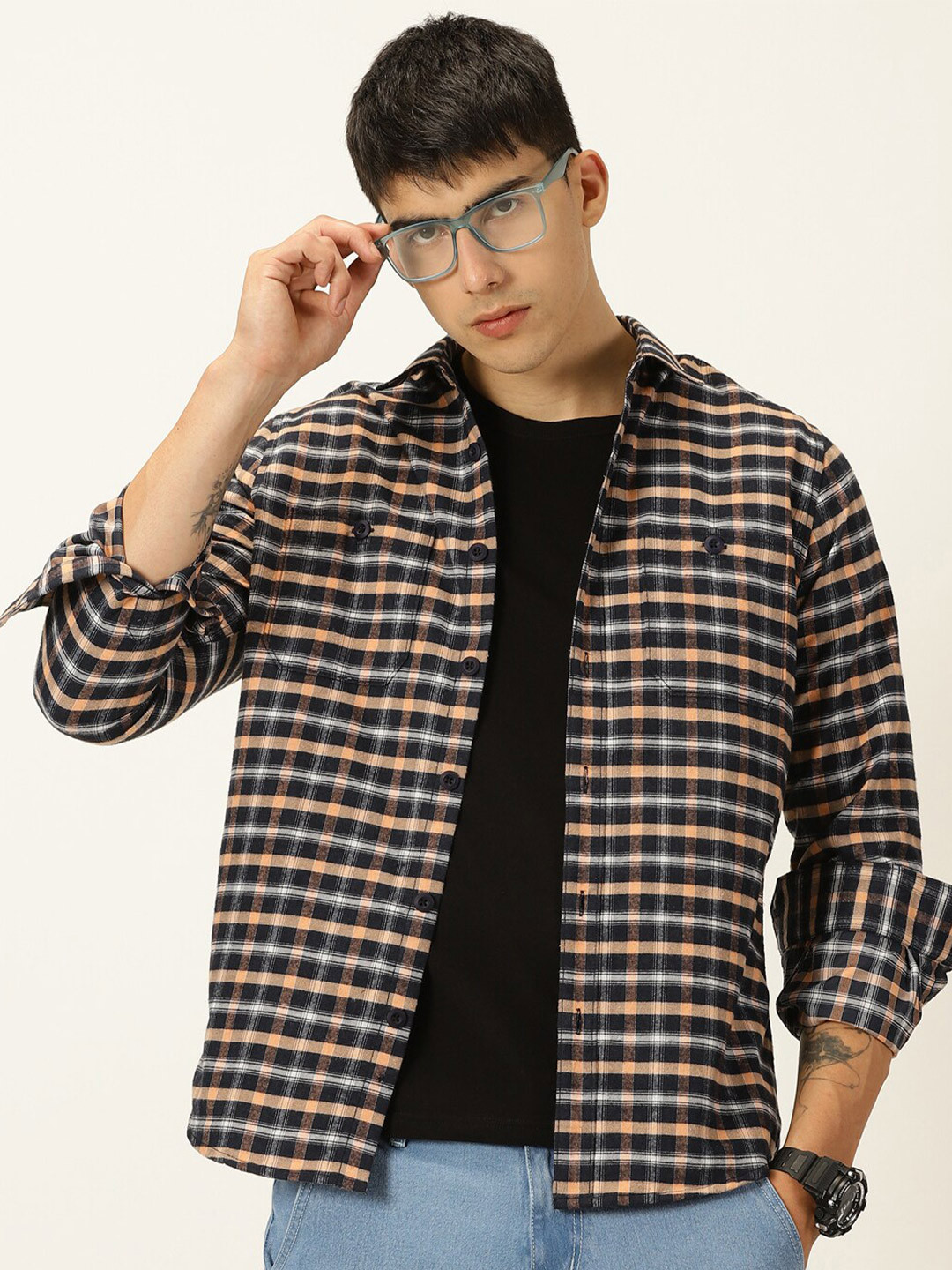 Thomas Scott Smart Slim Fit Flannel Gingham Checks Shirt