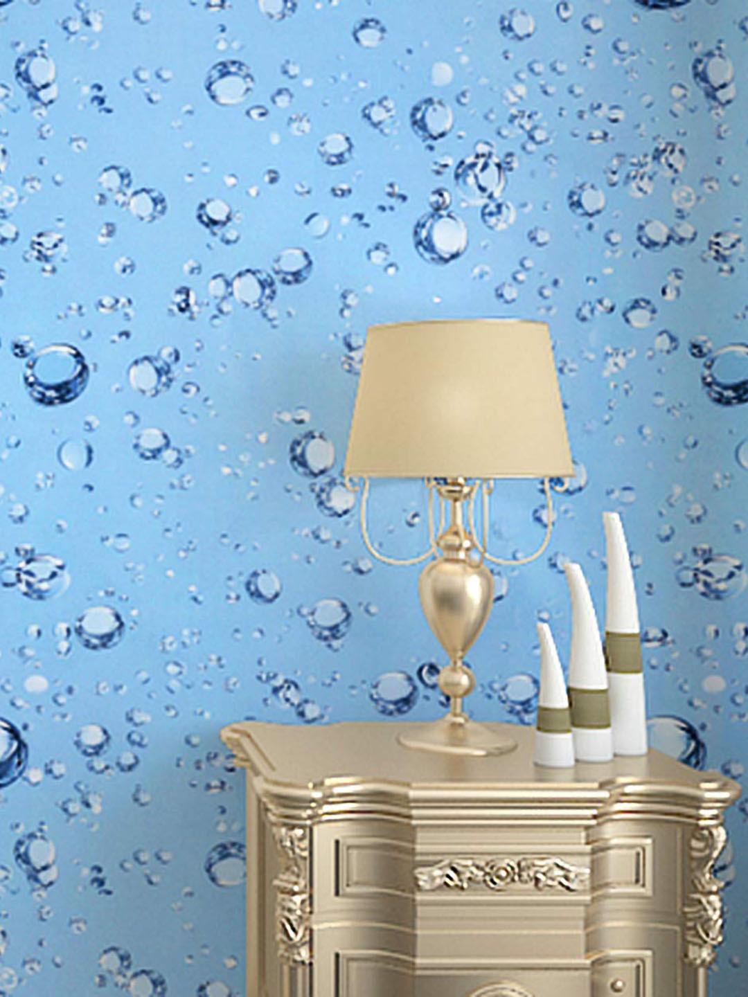 KAAF Blue Water Drops Printed Self-Adhesive Wallpaper