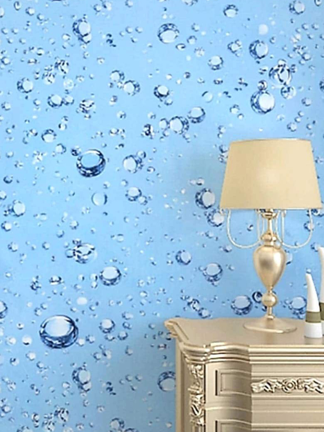 KAAF Blue Water Drops Printed Self-Adhesive Wallpaper