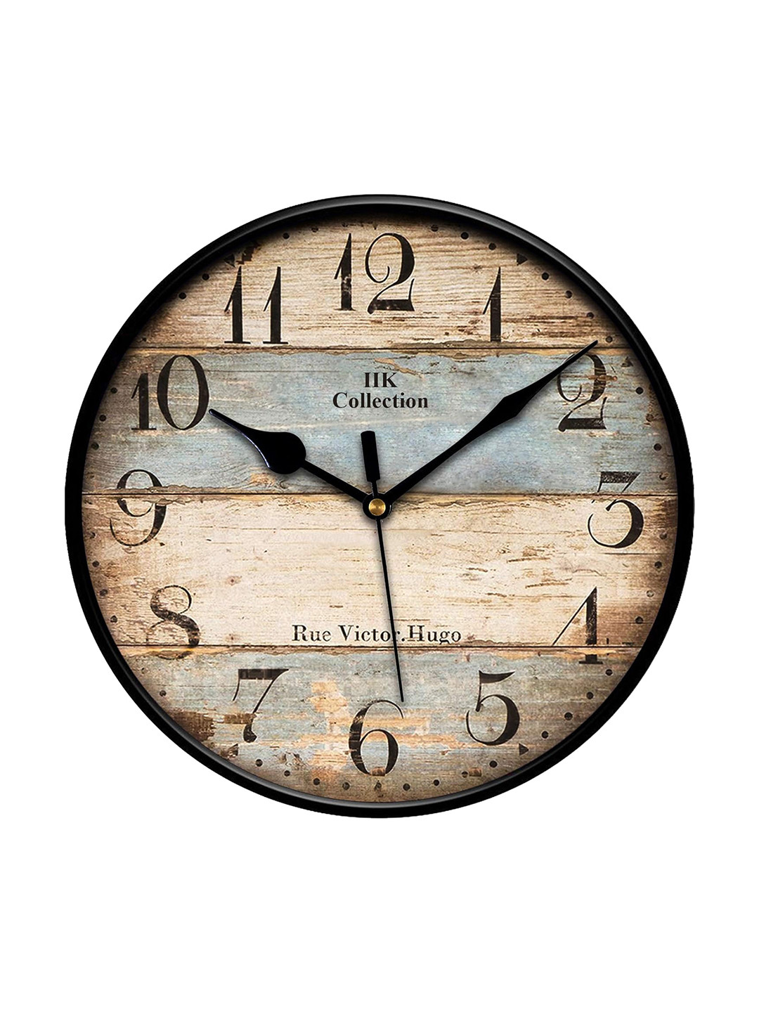 IIK COLLECTION Black Printed Contemporary Wall Clock