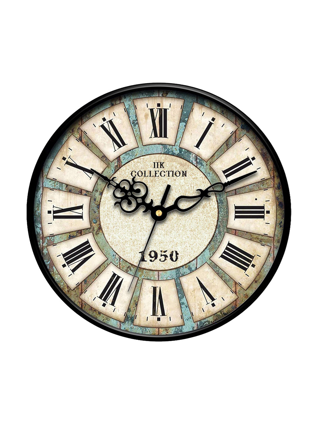 IIK COLLECTION Black Printed Contemporary Wall Clock