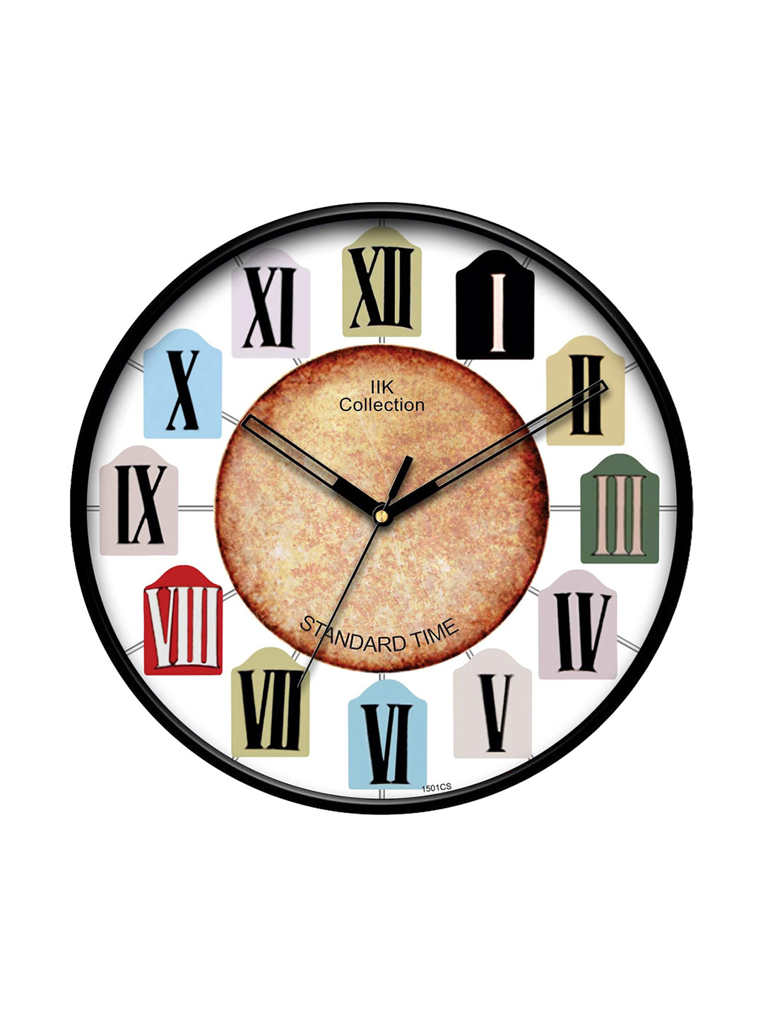 IIK COLLECTION Black Plastic Silent Clock Round Battery Analogue Wall Clock-30cm