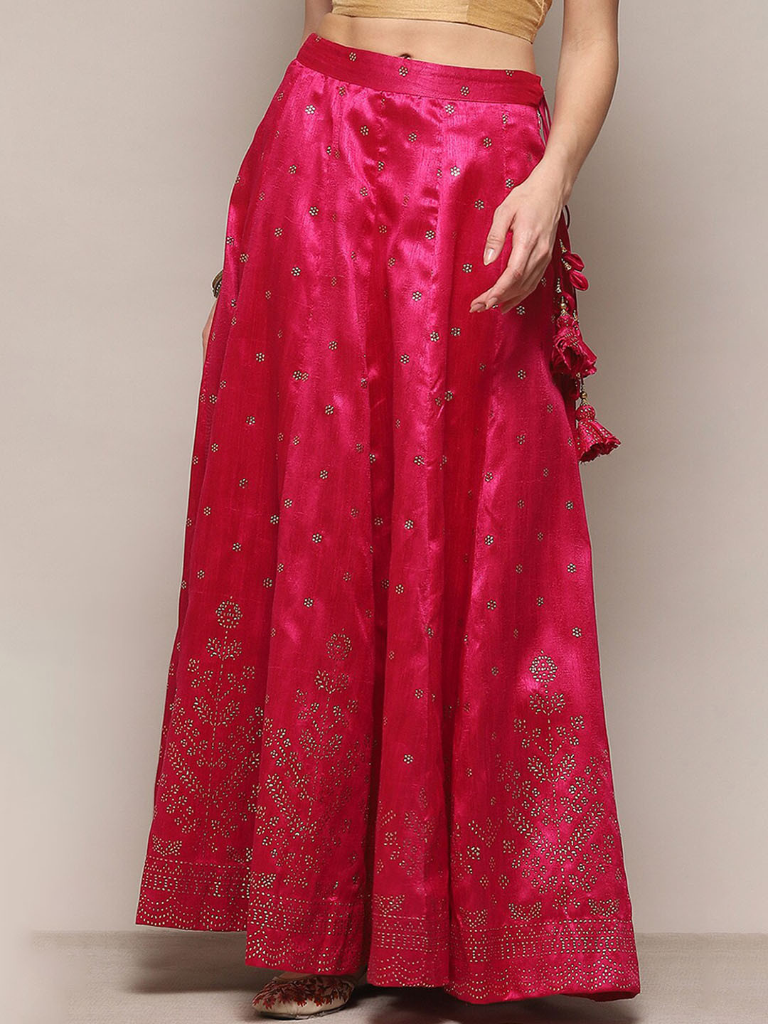 Biba Woven Design Maxi Flared A-Line Skirt