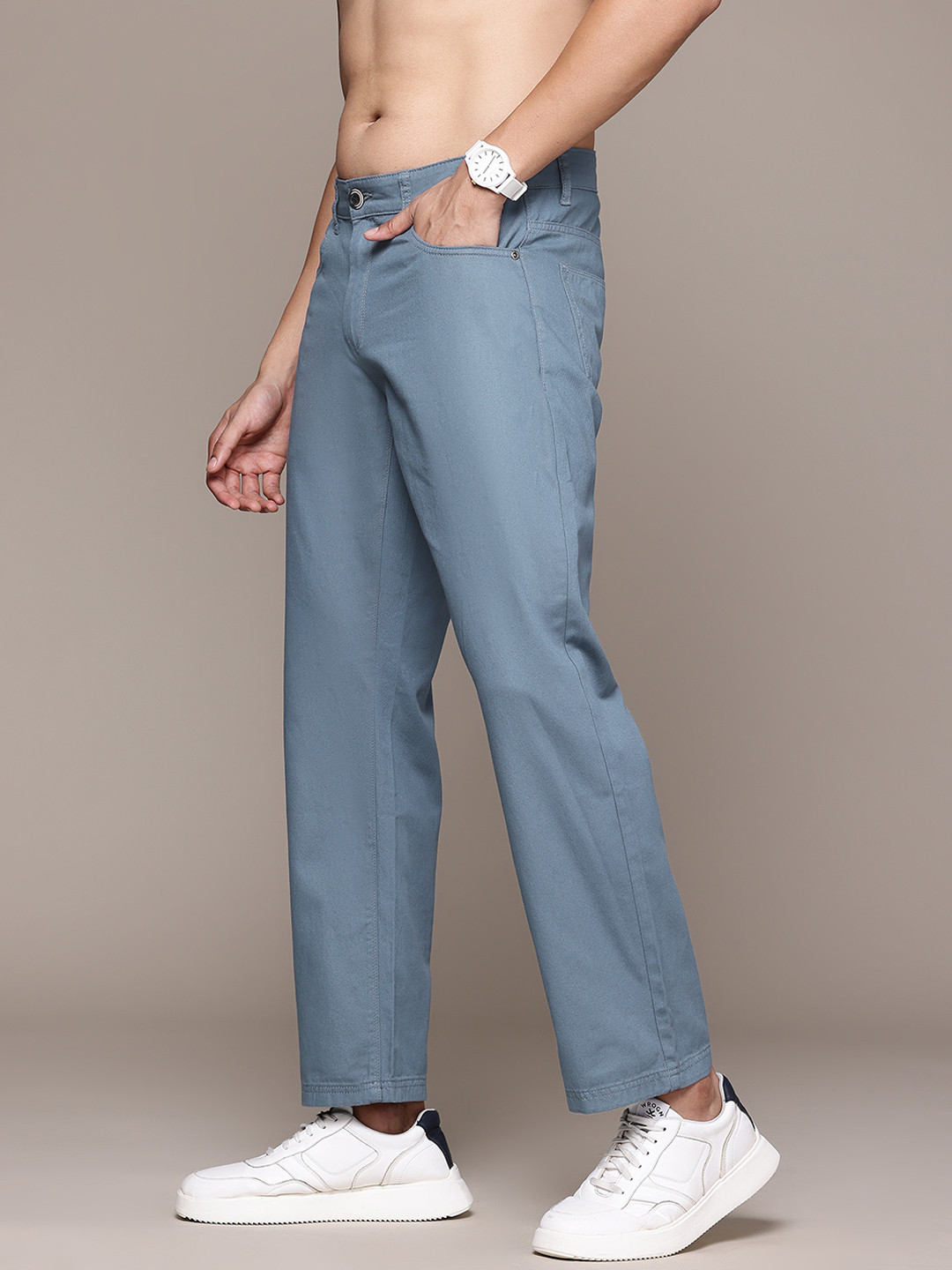 The Roadster Lifestyle Co. Men Pure Cotton Trousers