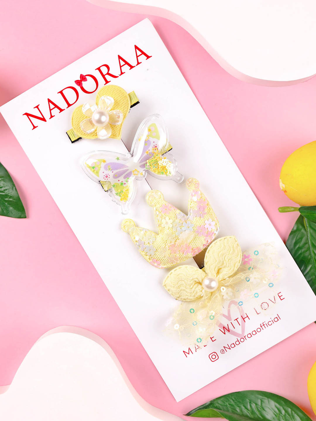 KICKS & CRAWL Girls Set of 4 Beaded Alligator Hair Clip