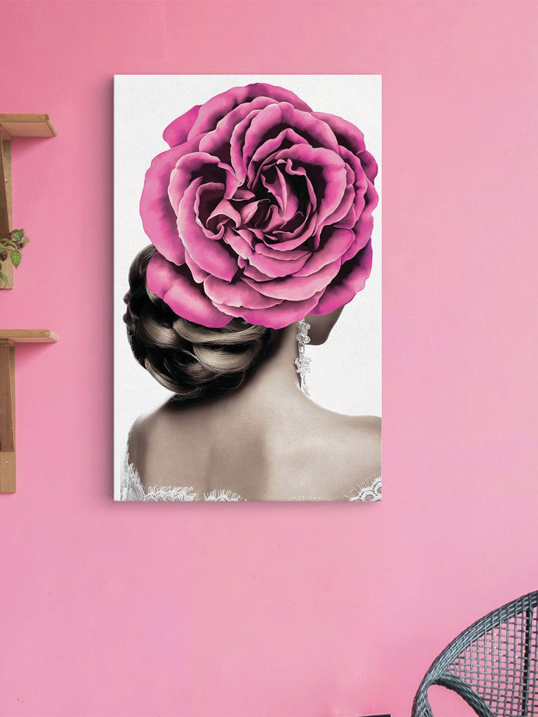 Art Street White & Pink Rose Canvas Painting Wall Art