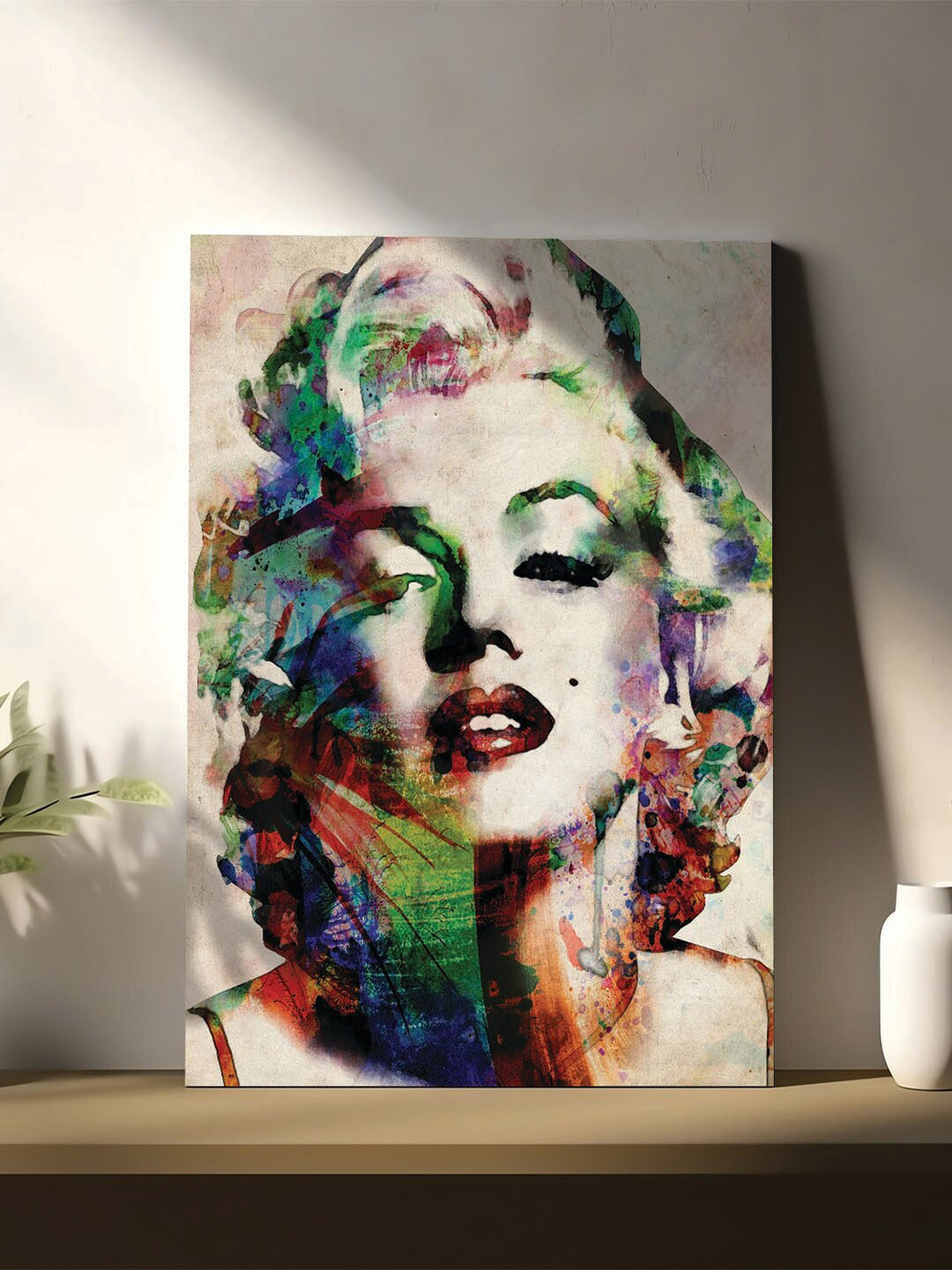 Art Street Grey & Green Beautiful Marilyn Monroe Portrait Canvas Painting Wall Art