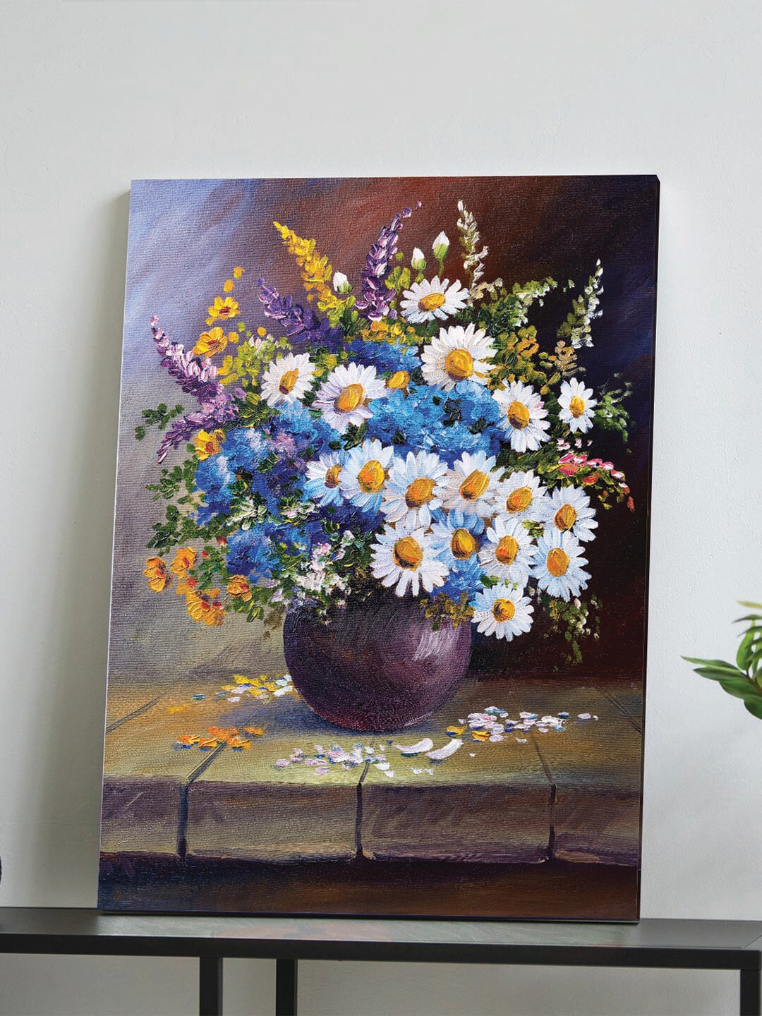 Art Street Purple & Blue Floral and Botanical Canvas Painting Wall Art