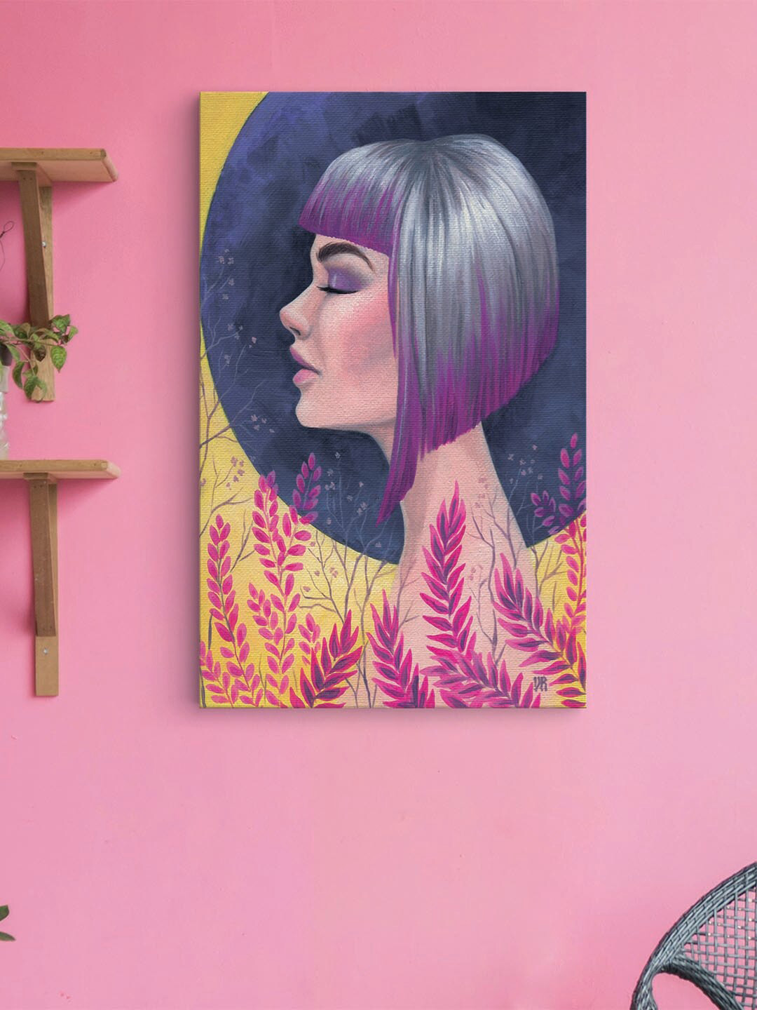 Art Street Fuchsia Daydream Art Canvas Wall Rectangle Paintings Wall Art -22 x 16In