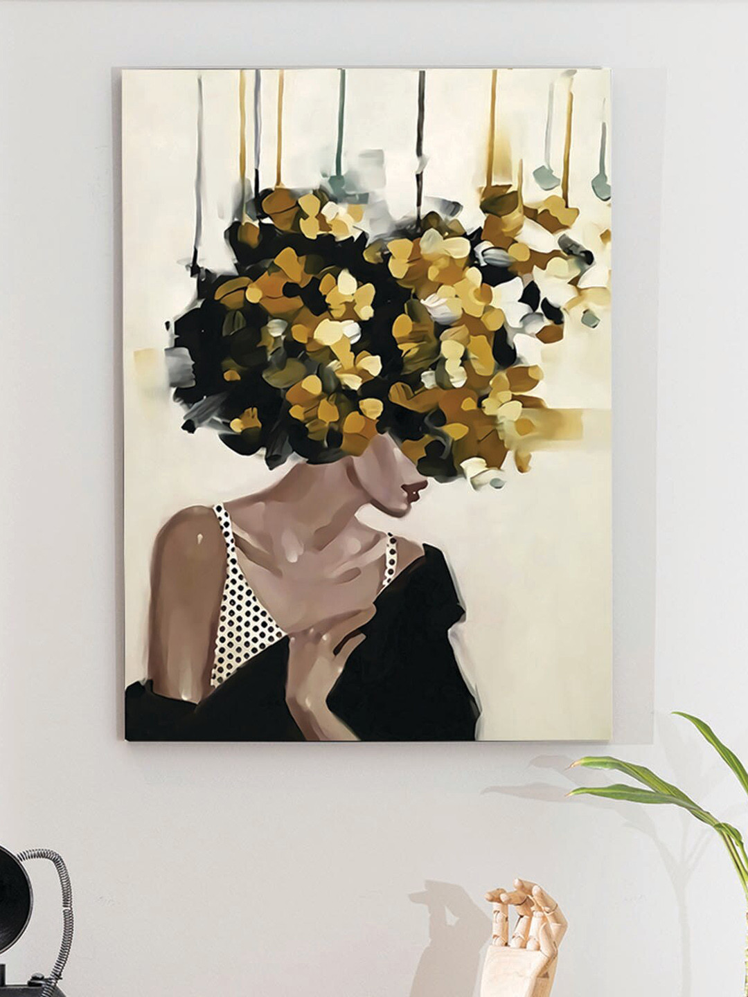 Art Street Beige & Black Cranberry Canvas Painting Wall Art