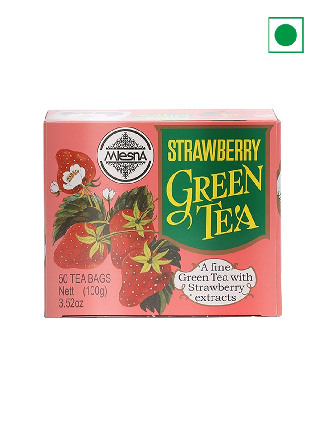Mlesna Strawberry Flavoured Green Tea Bag-100gms