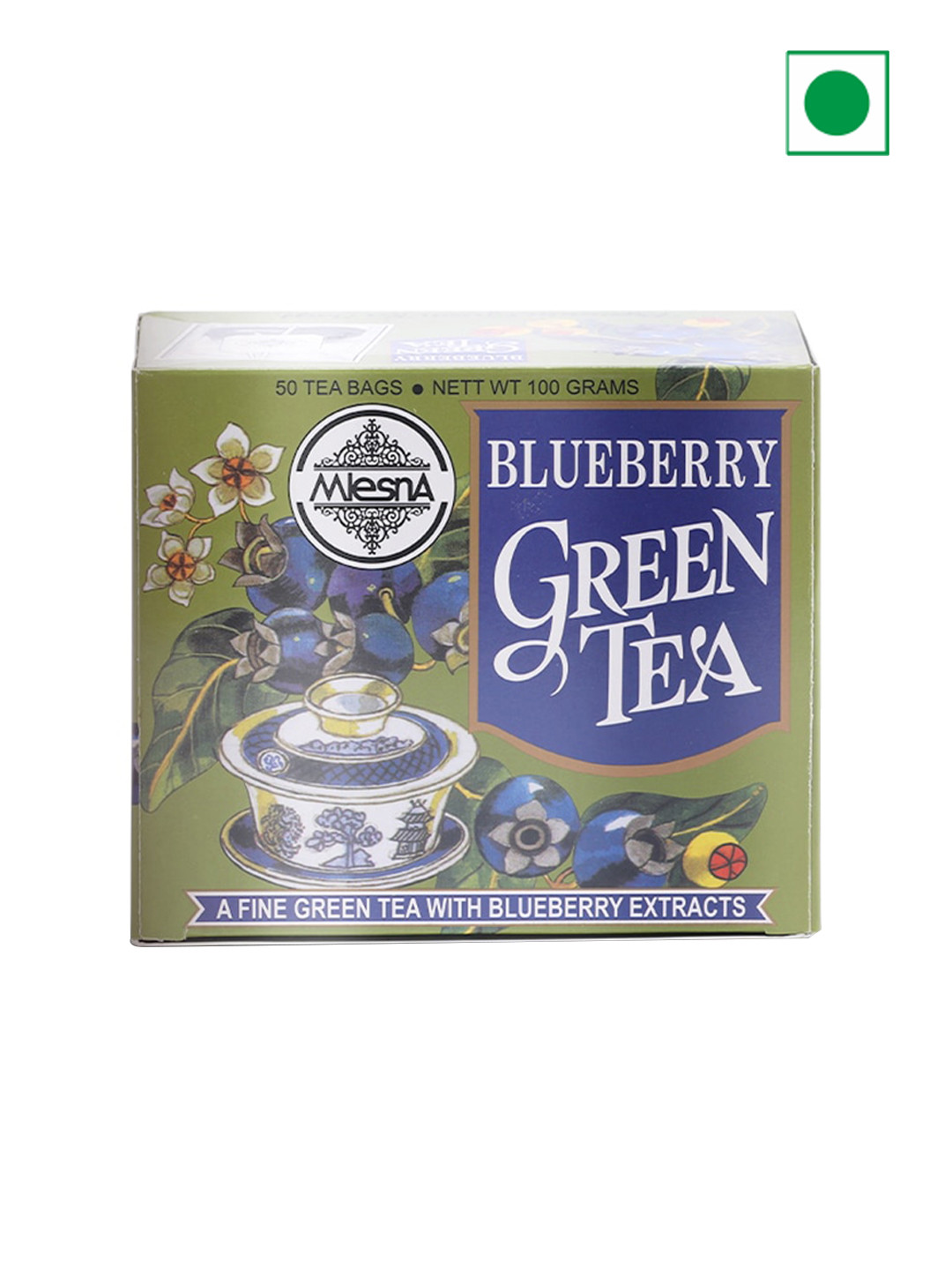 Mlesna Blueberry Flavoured Green Tea Bag-100 gm