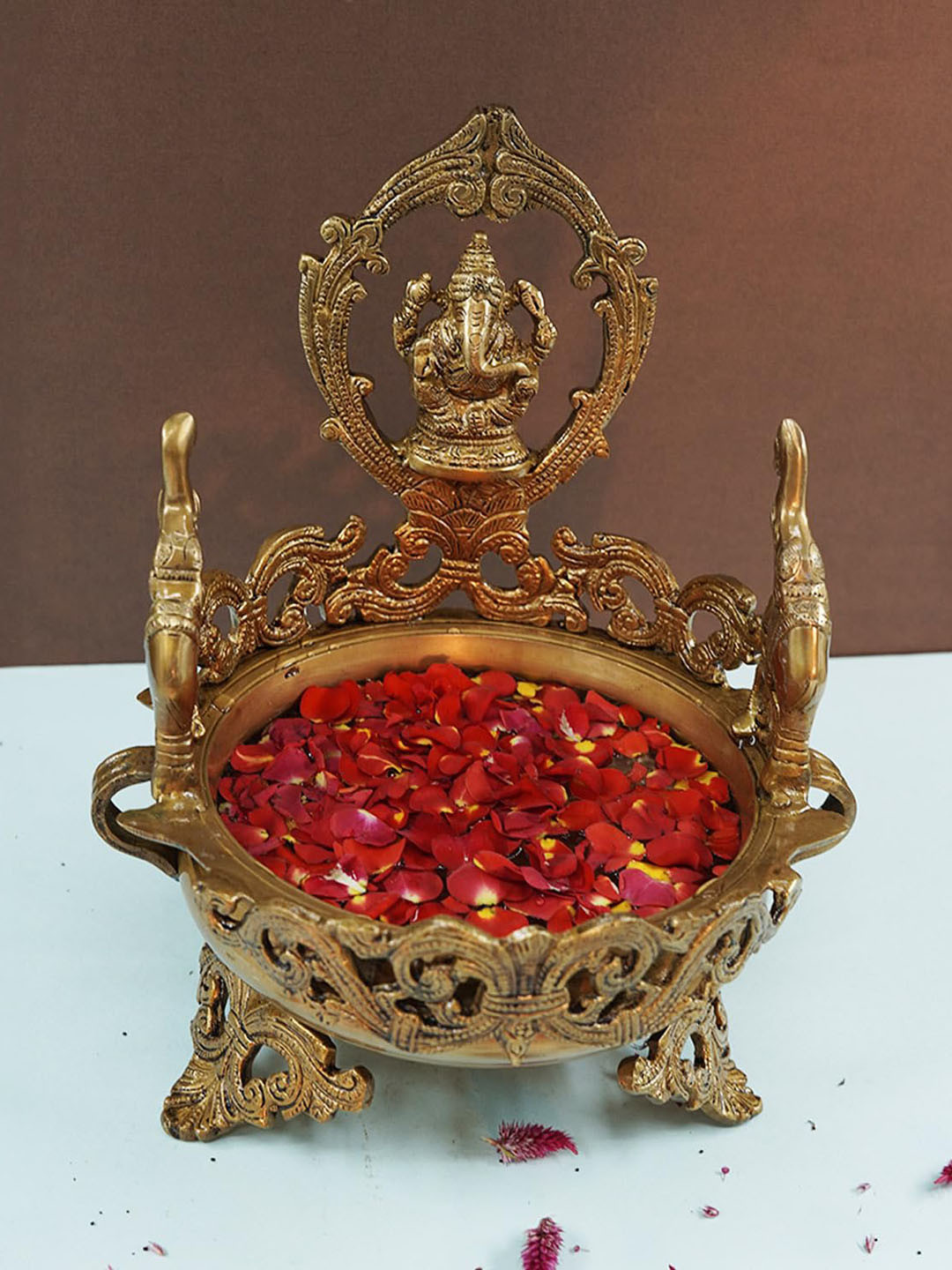 PujaNPujari Yellow Ganesha Urli Bowl