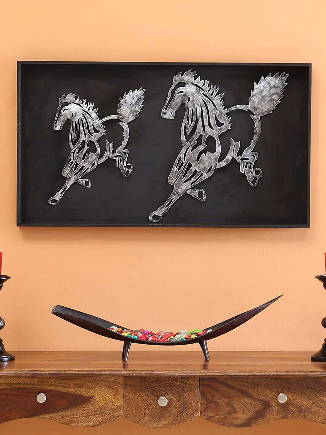 PujaNPujari Metal Matte Wall Mounted Hall Wall Hangings-18In