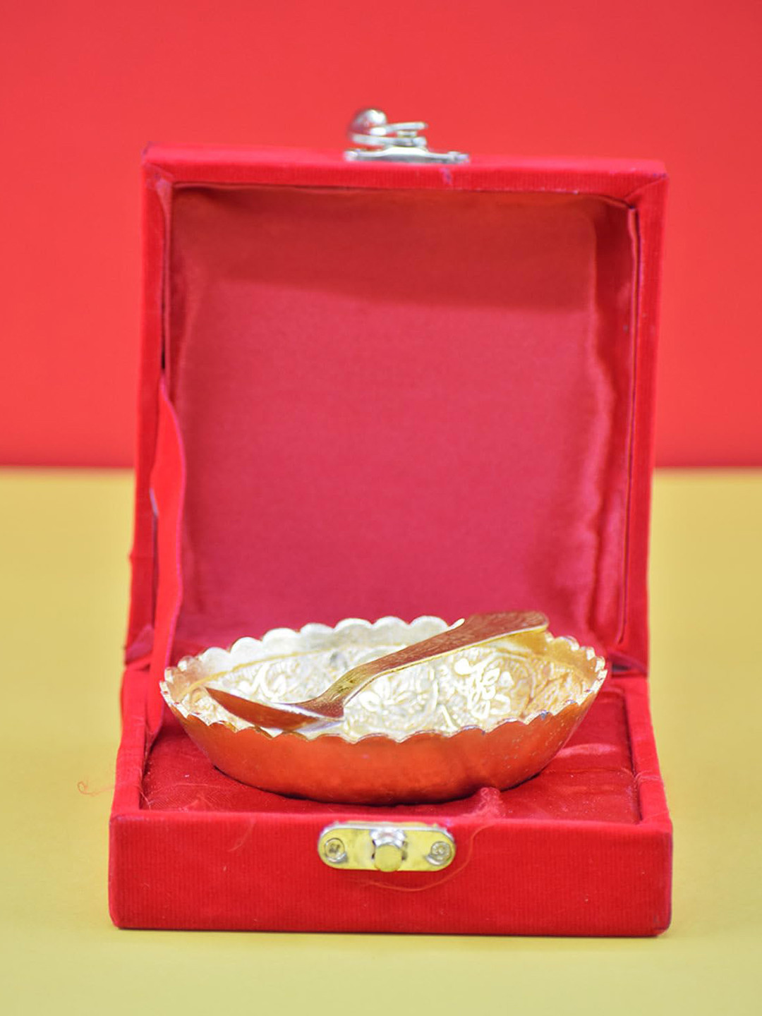 PujaNPujari Gold Toned Metal Decorative Bowls with Spoon