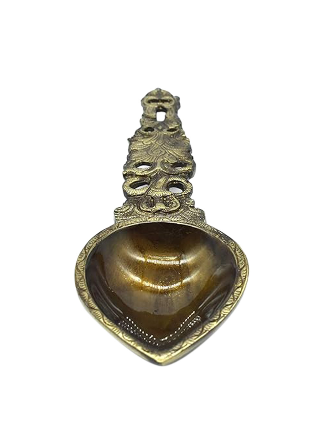 PujaNPujari Gold-Tone & Yellow Sheshnag Design Aarti Pooja Spoon