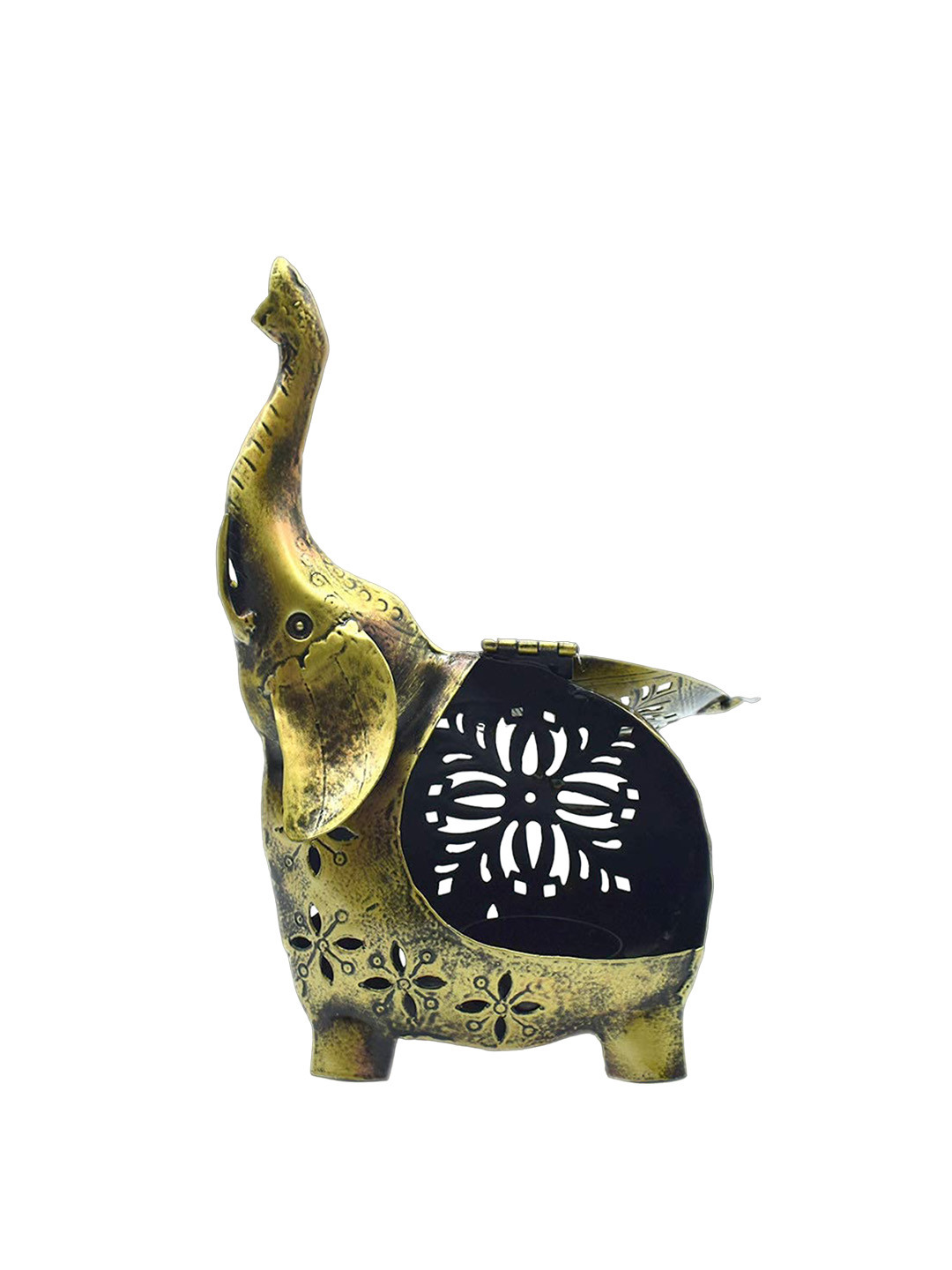 PujaNPujari Yellow Elephant Design Tea Light Candle Holder