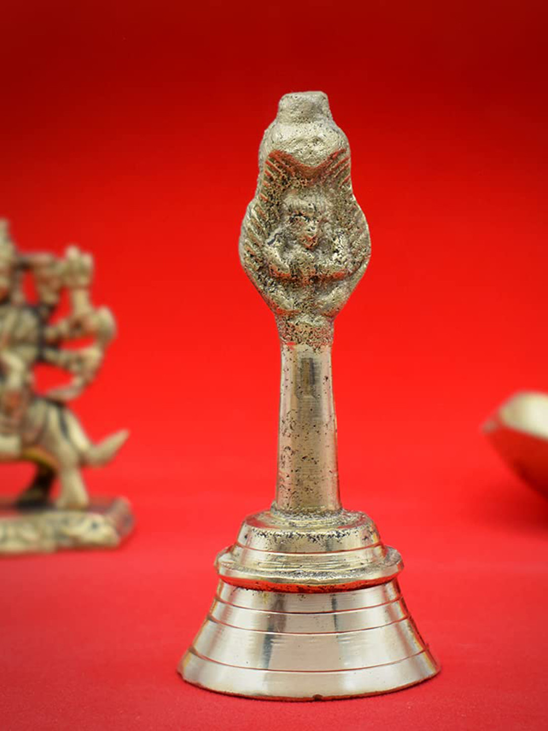 PujaNPujari Gold-Tone & Yellow Garuda Ghanti For Mandir Home Temple