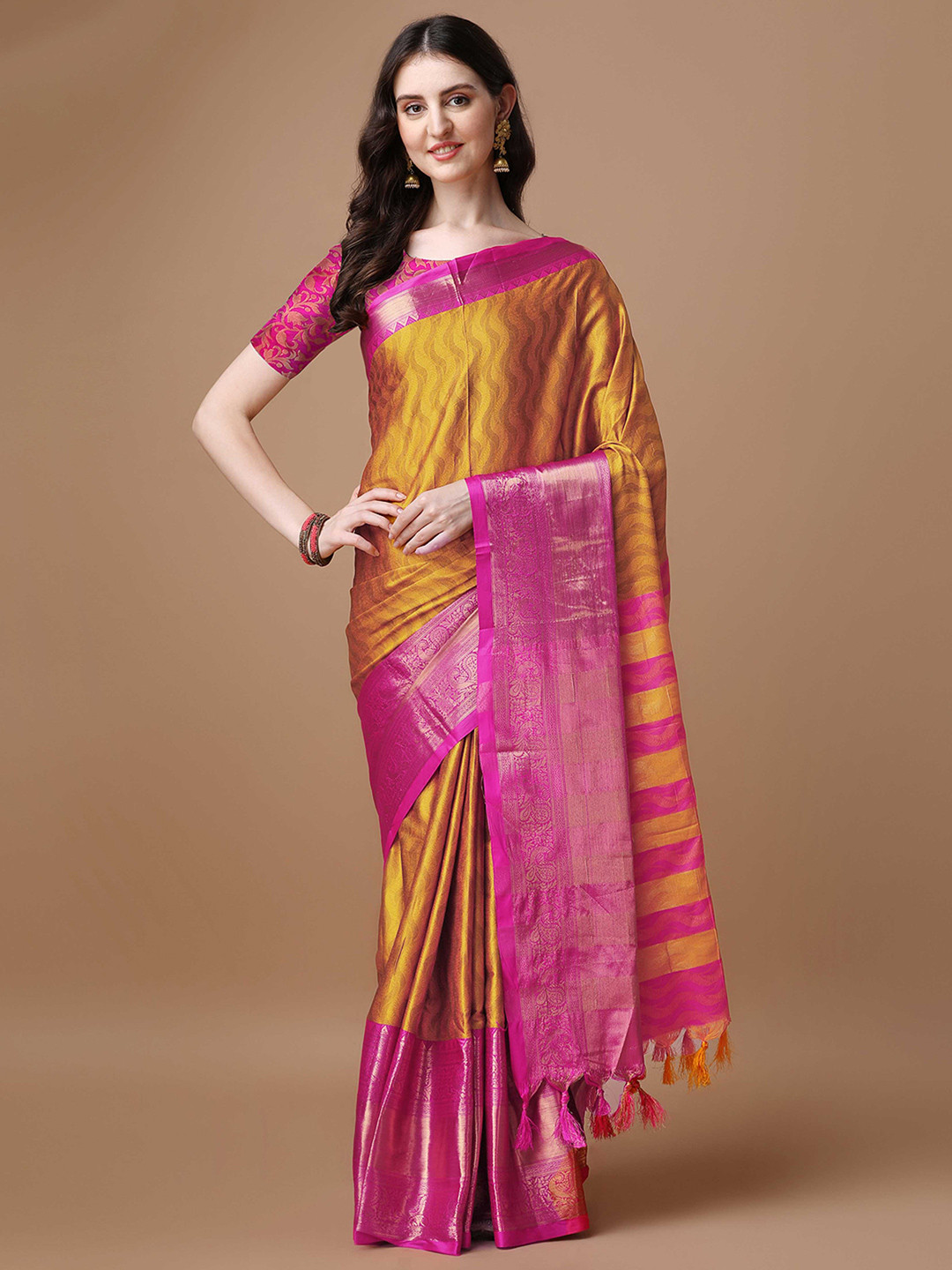 Mitera Ethnic Motifs Woven Design Silk Cotton Saree