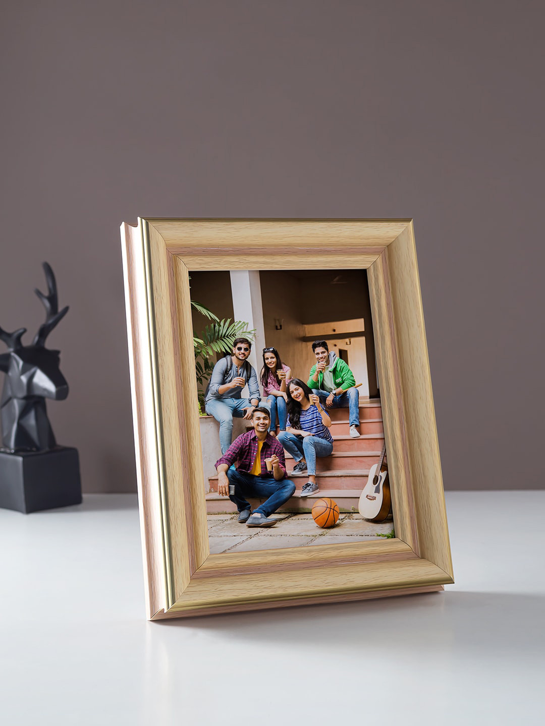 Golden Peacock Brown MDF Rectangular Table Photo Frame