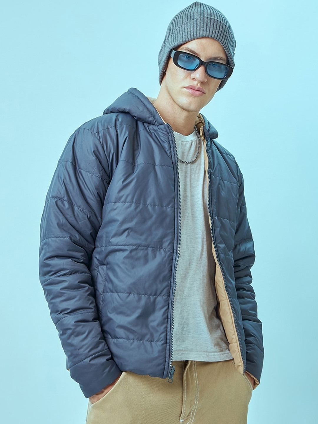 Bewakoof Long Sleeves Hooded Oversized Puffer Jacket
