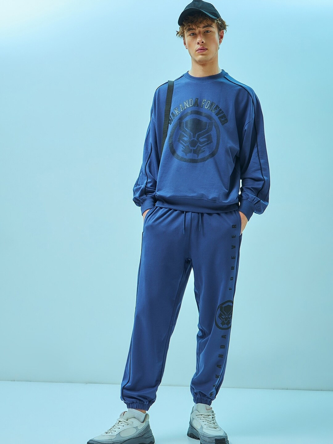 Bewakoof Official Marvel Merchandise Panther Graphic Printed Oversized Co-ordinates