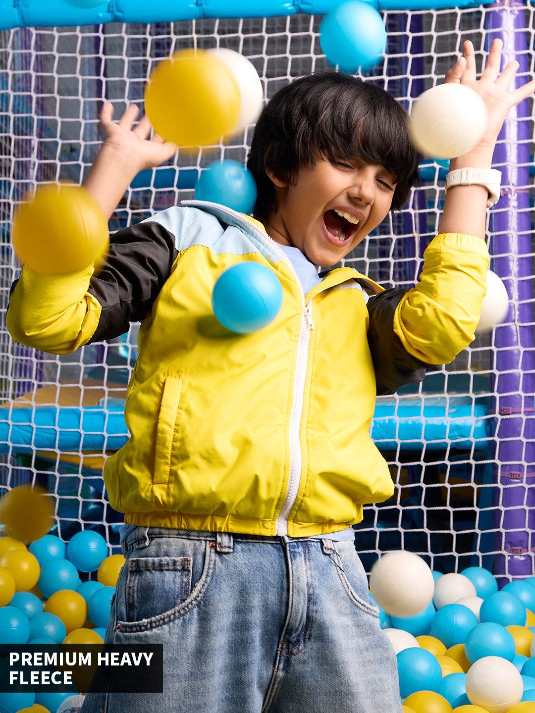 The Souled Store Yellow Infant Boys Colourblocked Hooded Lightweight Bomber Jacket