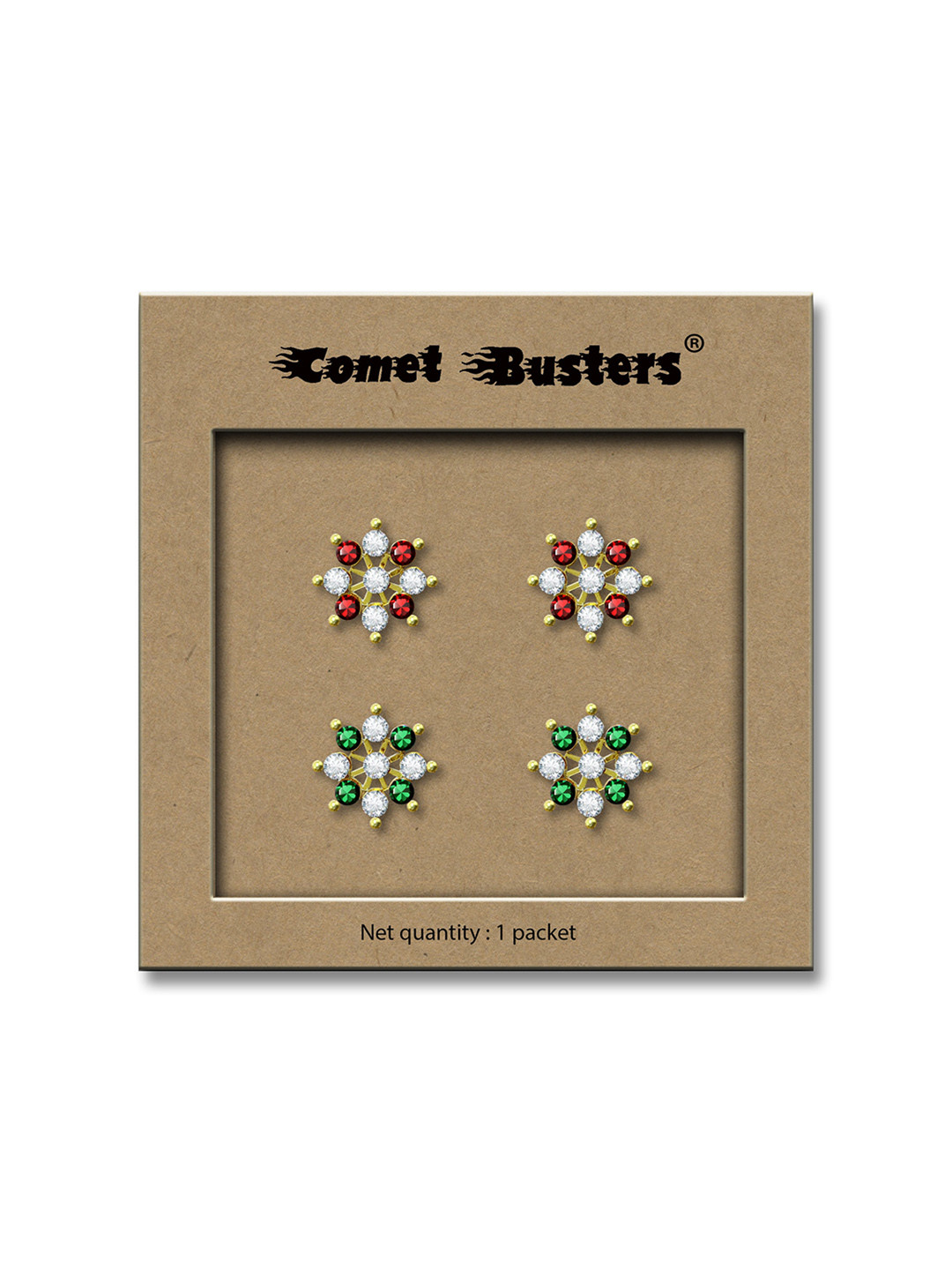 Comet Busters Set Of 2 Non Piercing Stick On Studs Earrings