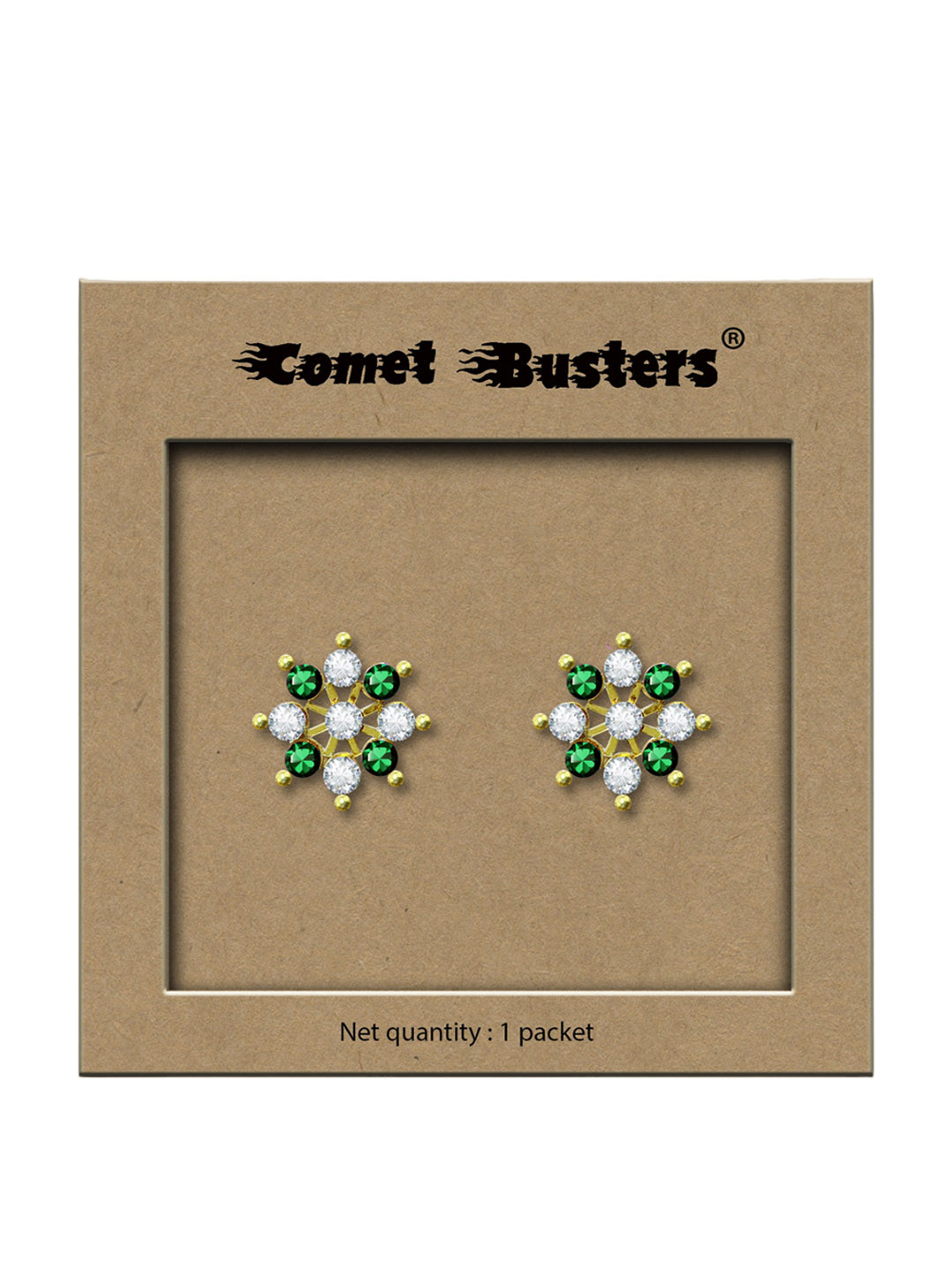 Comet Busters Stone Studded Contemporary Reusable Non Piercing Ear Stickers Studs Earrings