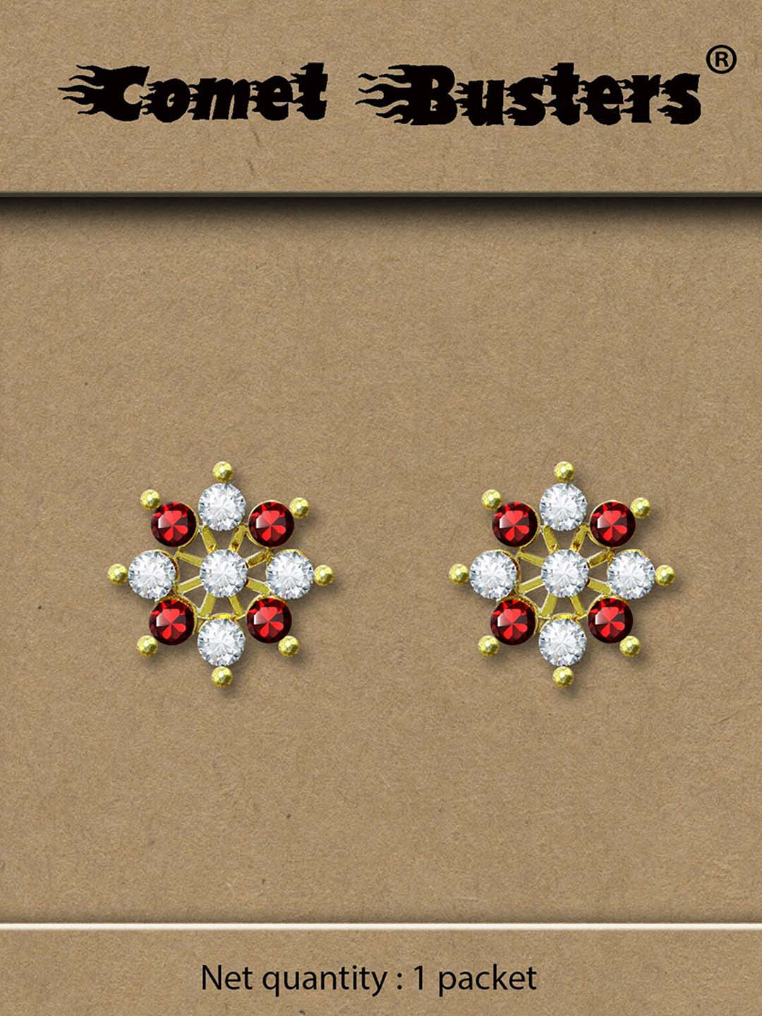 Comet Busters Stone Studded Contemporary Reusable Non Piercing Ear Stickers Studs Earrings