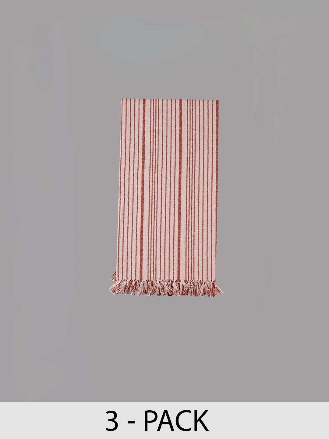Ramraj Pack of 3 Cotton Striped Brown 150 GSM Towel Set