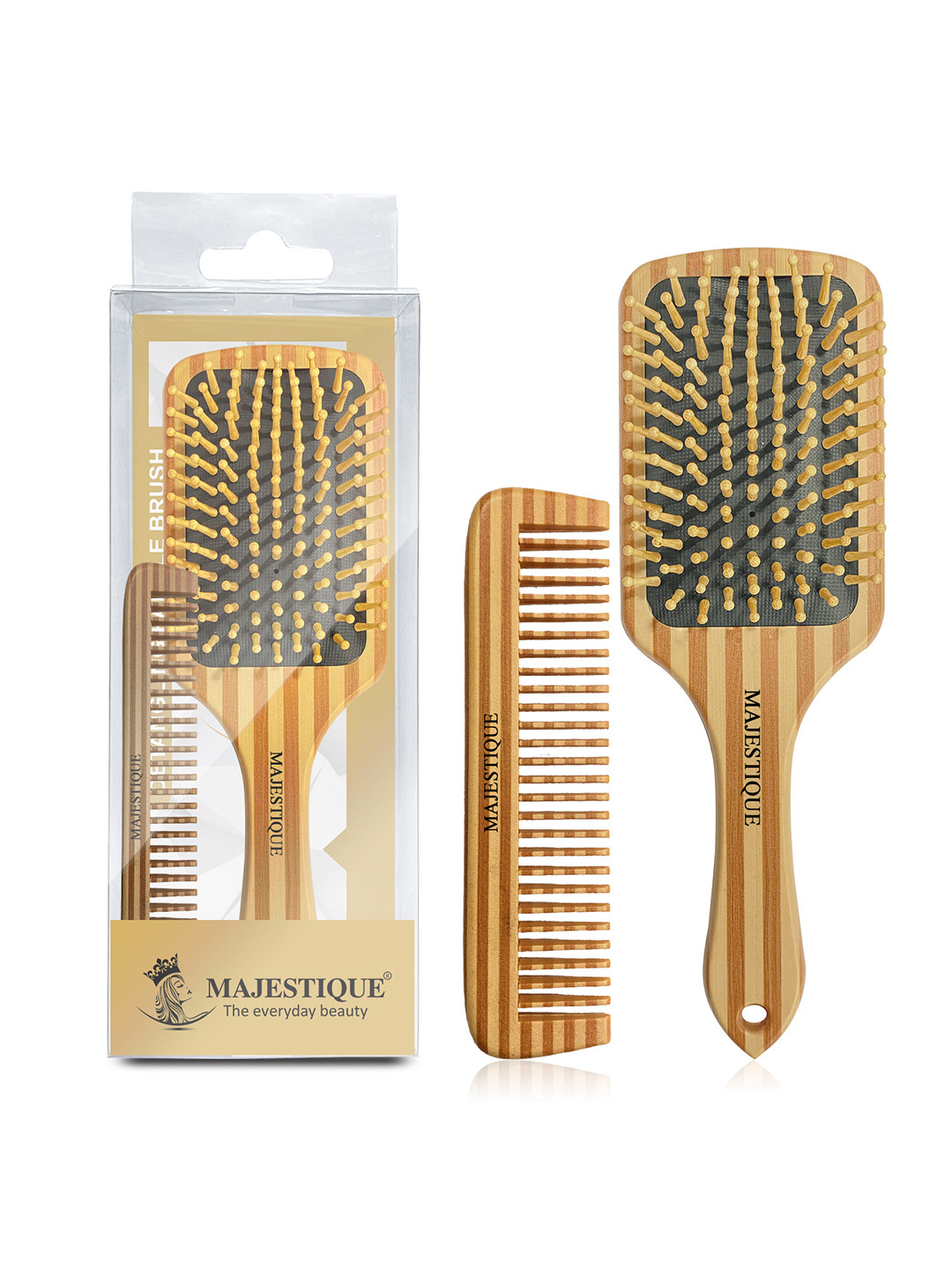 MAJESTIQUE Paddle Detangling Hair Brush With Comb