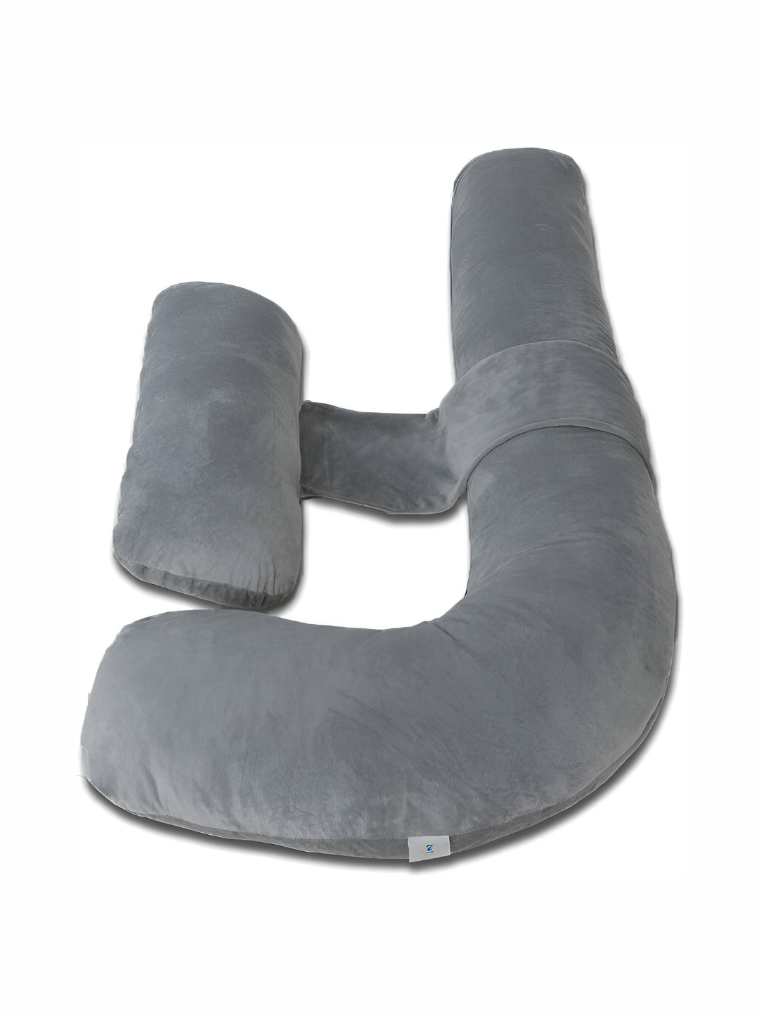 DADDY COOL Grey Solid Faux Velvet Ultra Soft Fibre Maternity Pillow-21 x 139 x 63 cm
