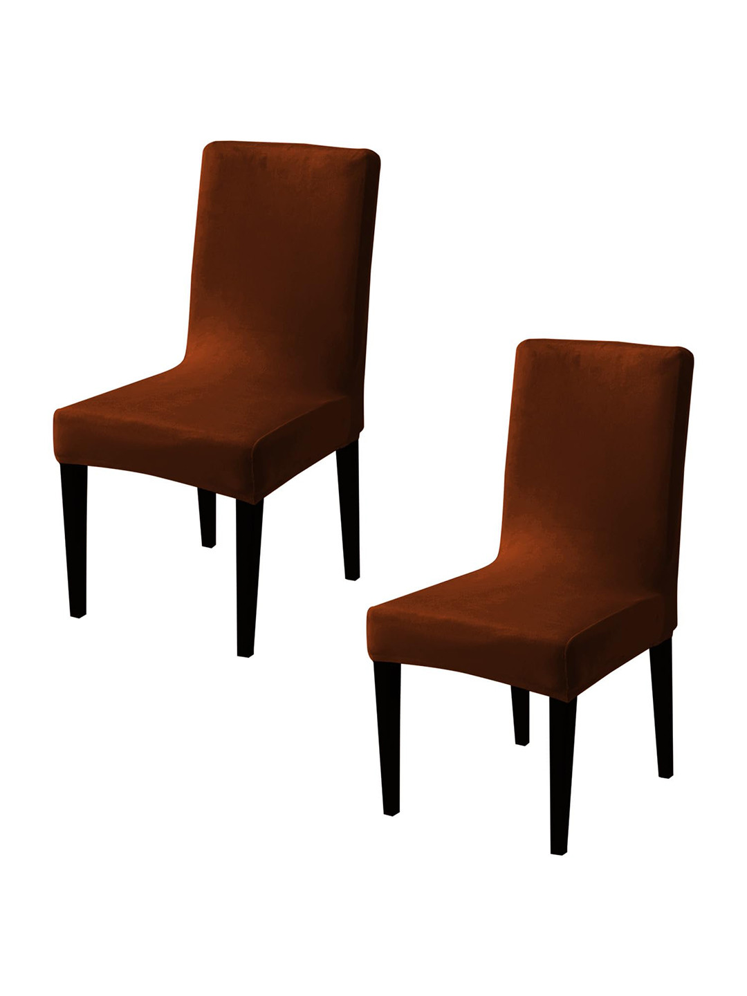 HOKIPO Rust 2 Pieces 200 GSM Velvet Chair Covers