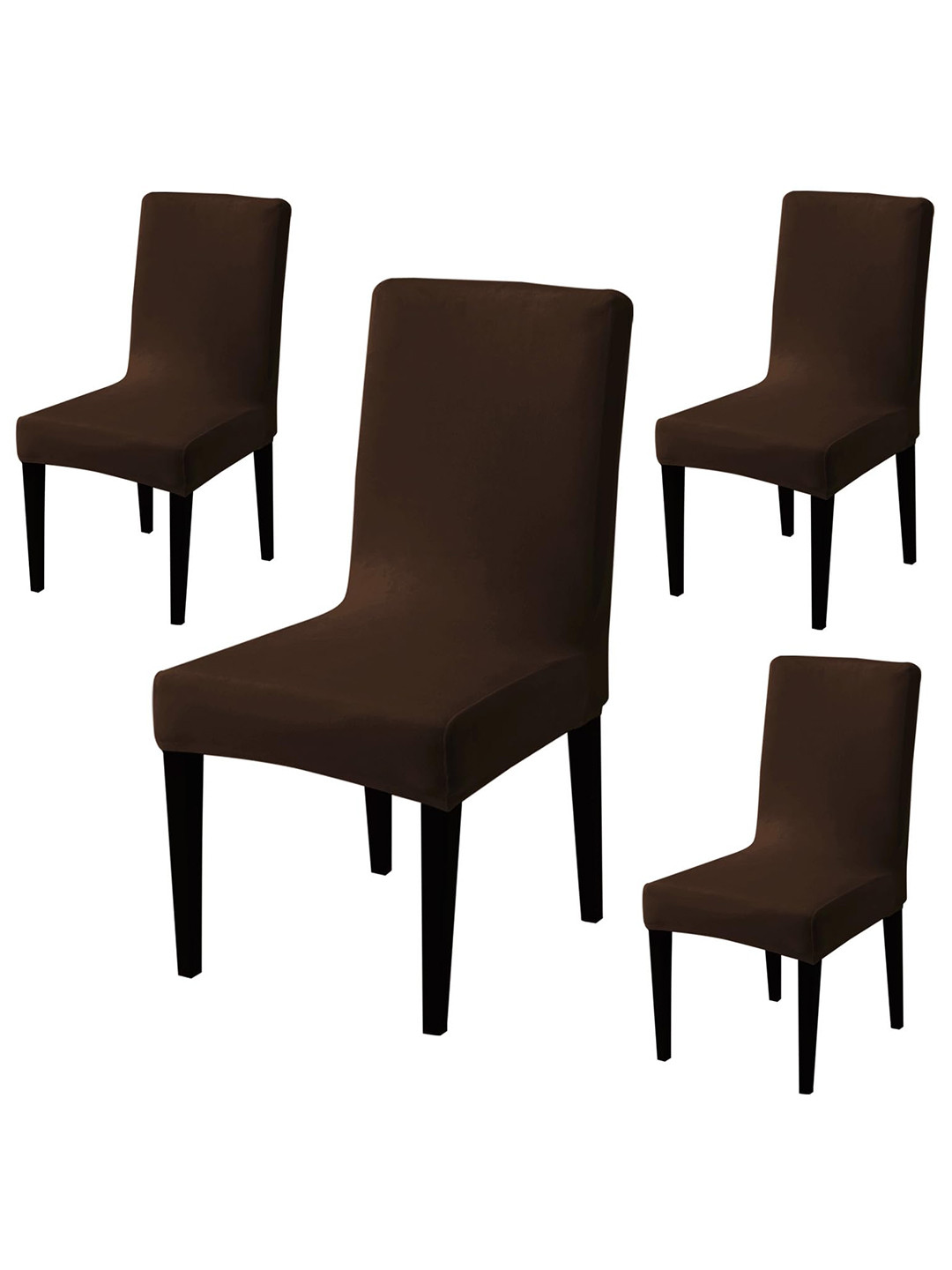 HOKIPO 4 Pcs Brown 200 GSM Velvet Chair Covers