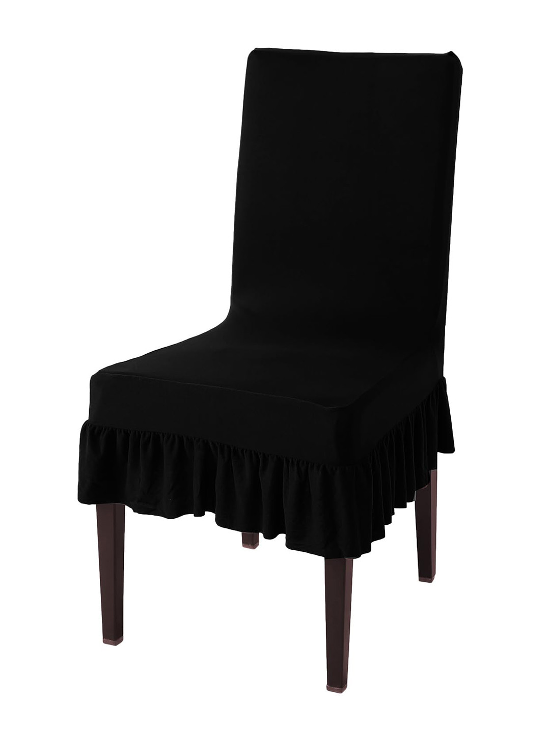 HOKIPO Black Frilled Dining Chair Cover
