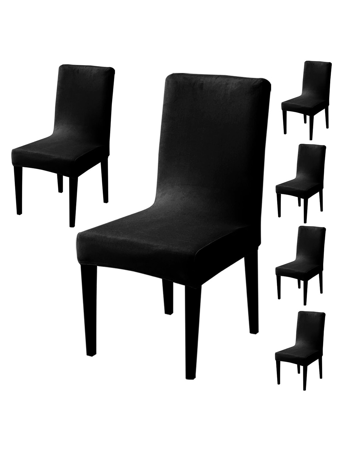 HOKIPO Black 6 Pieces Velvet Chair Covers