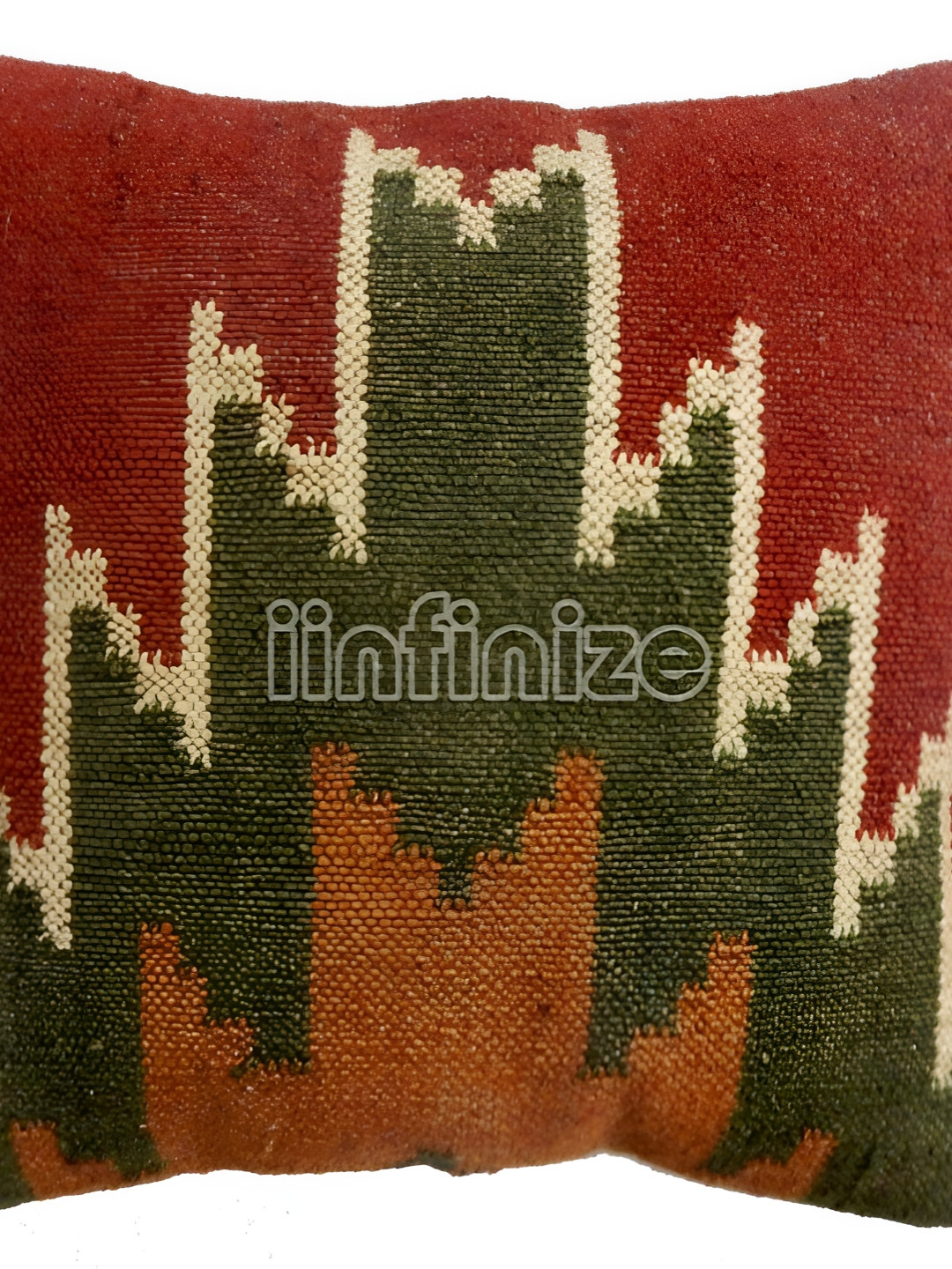 iinfinize Red and Green Kilim Cushion Cover